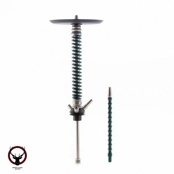 Кальян MAMAY CUSTOMS Coilovers хром-зелёный лак (грав. оптическая иллюзия) (без колбы)