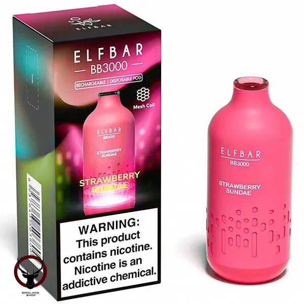 Электронная сигарета ELF BAR BB Strawberry Sundae (3000 затяжек) 20 мг