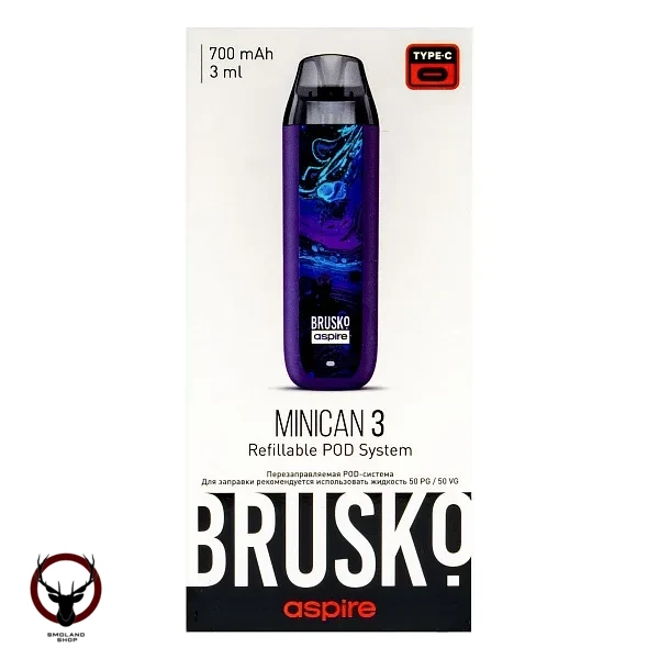 Электронная система BRUSKO Minican 3 тёмно-фиолетовый флюид