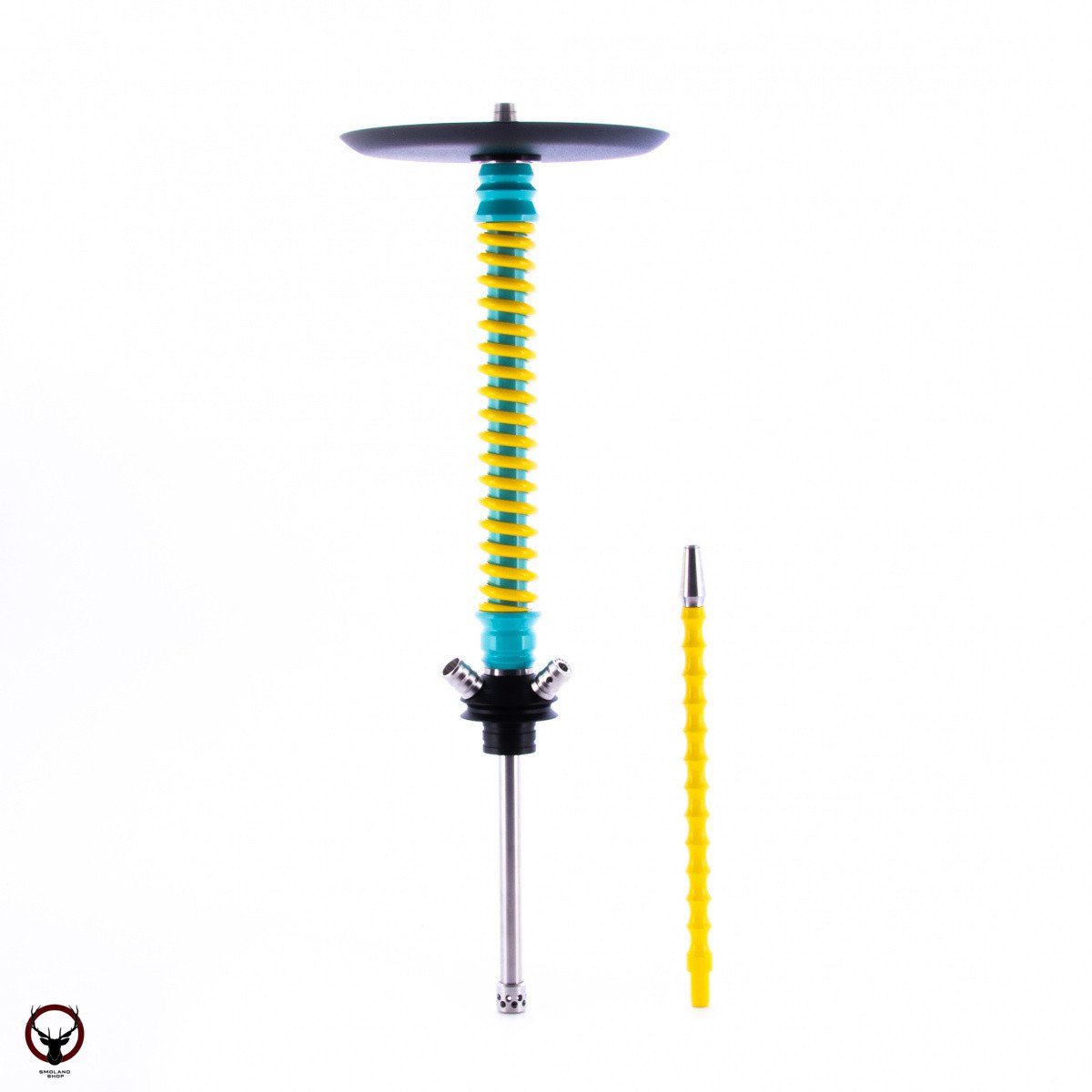Кальян MAMAY CUSTOMS Coilovers голубой-жёлтый (грав. shark) (без колбы)
