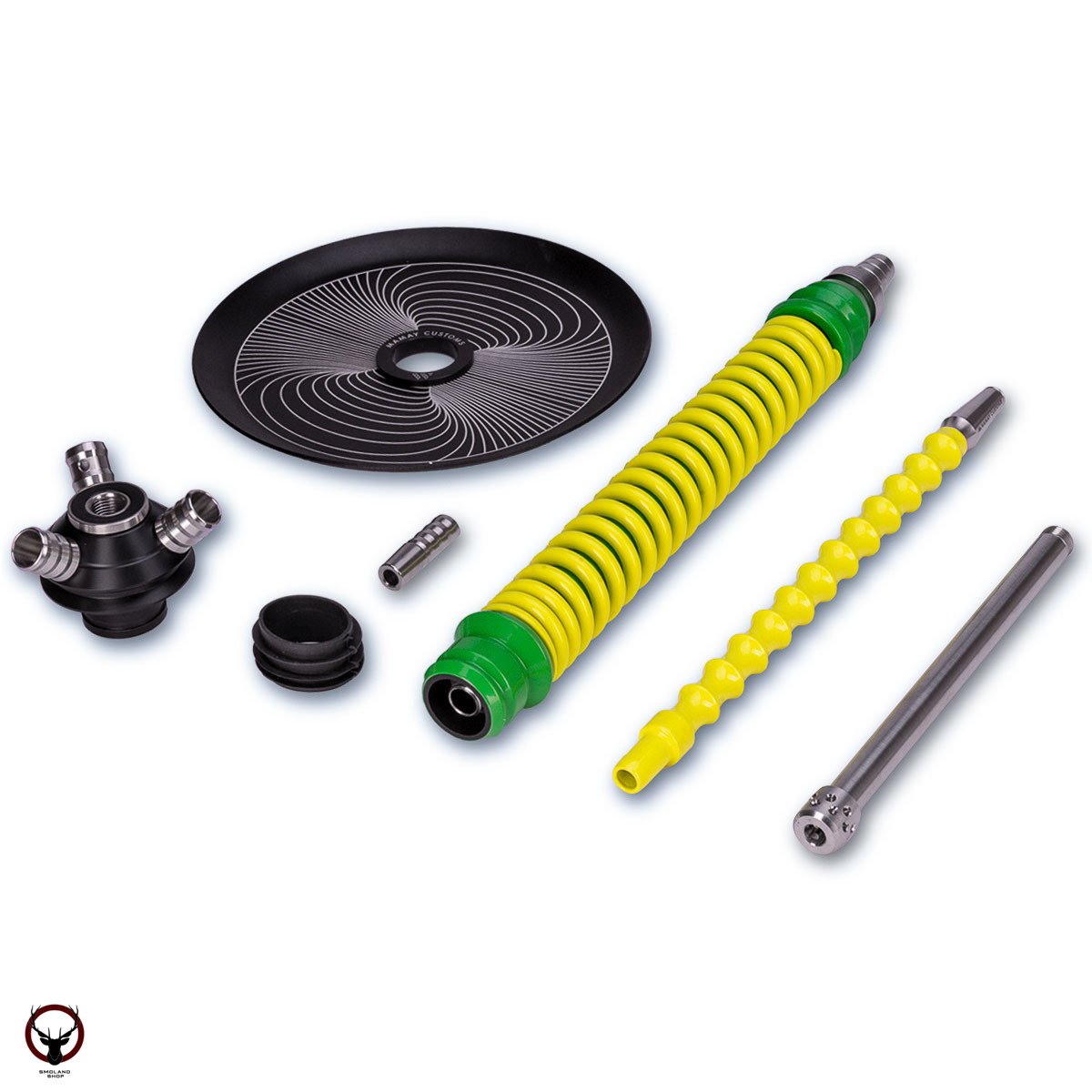 Кальян MAMAY CUSTOMS Coilovers салатово-жёлтый ф. (грав. иллюзия) (без колбы)