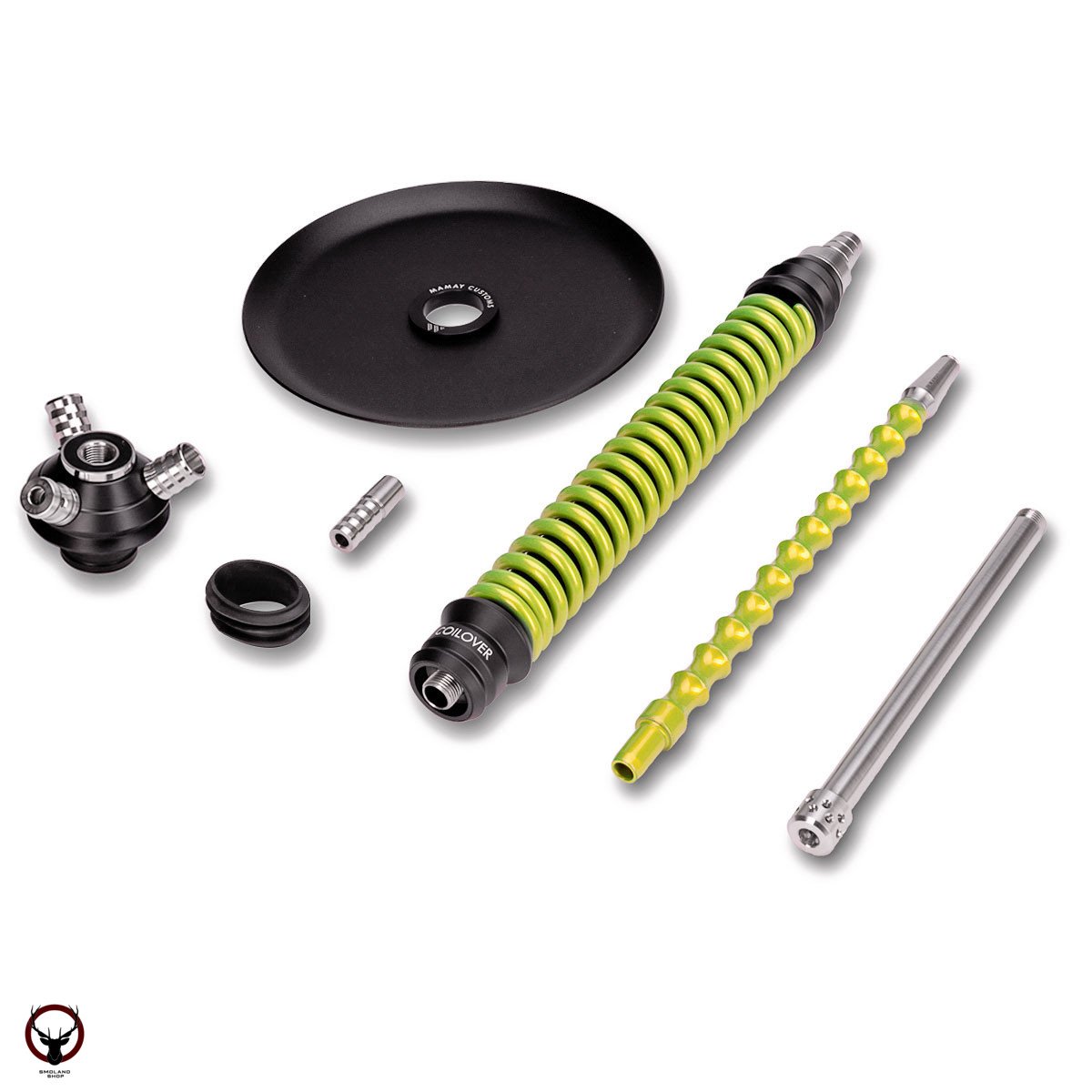 Кальян MAMAY CUSTOMS Coilovers чёрно-салатовый лак (без колбы)