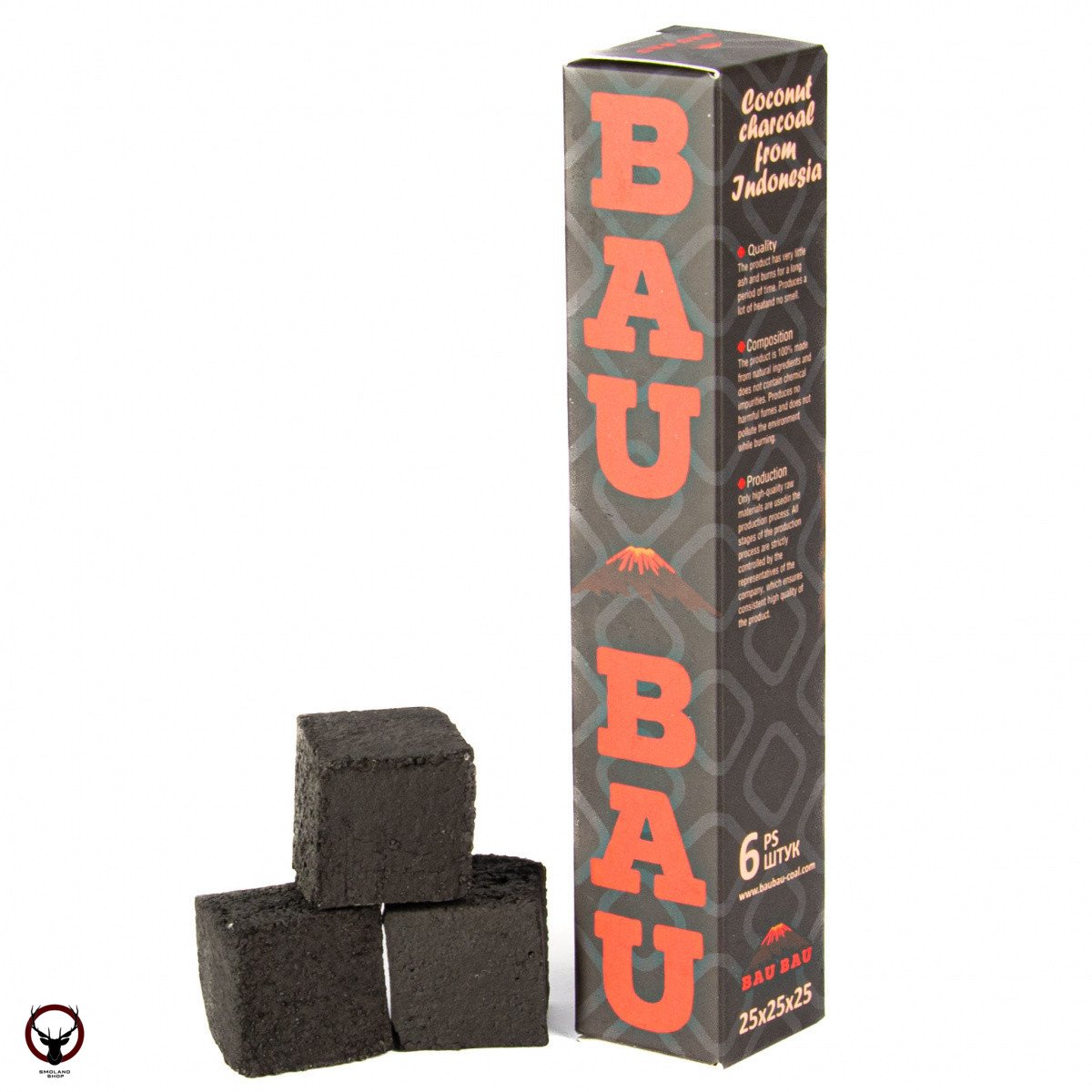Уголь Bau Bau кокосовый 6 шт черный (25 мм)