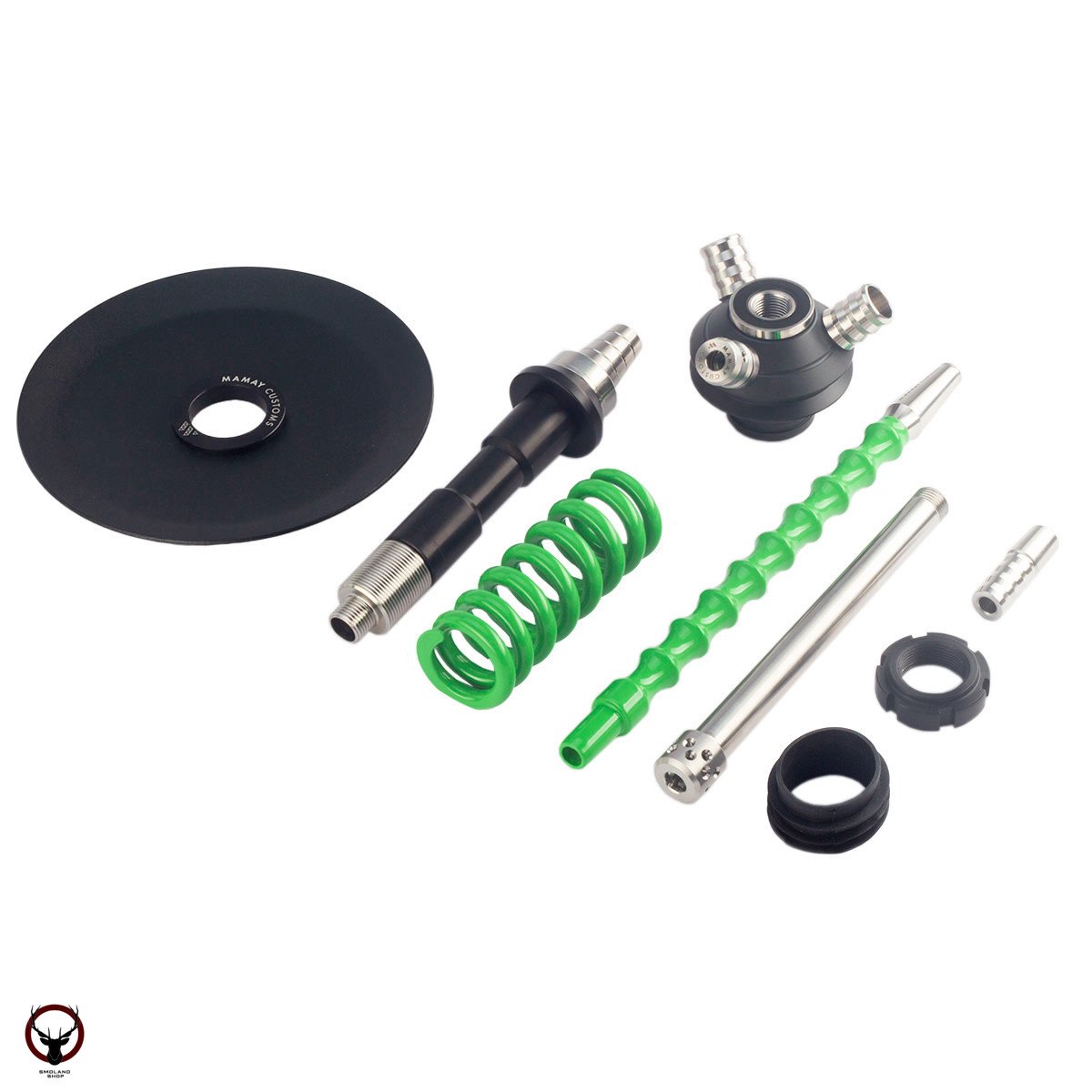 Кальян MAMAY CUSTOMS Coilover Micro чёрно-салатовый (без колбы)