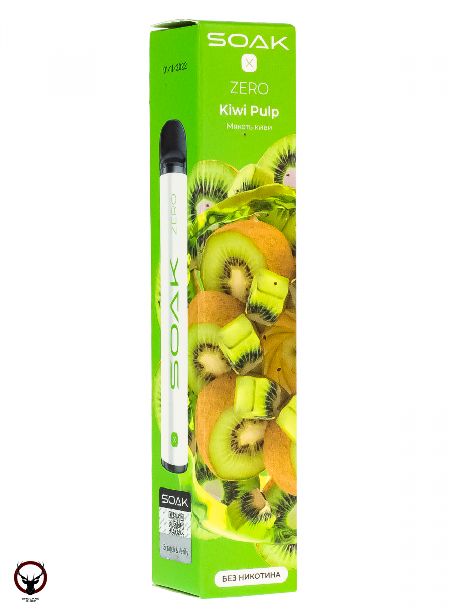 Электронная сигарета SOAK X ZERO Kiwi pulp 1500 затяжек (без никотина)