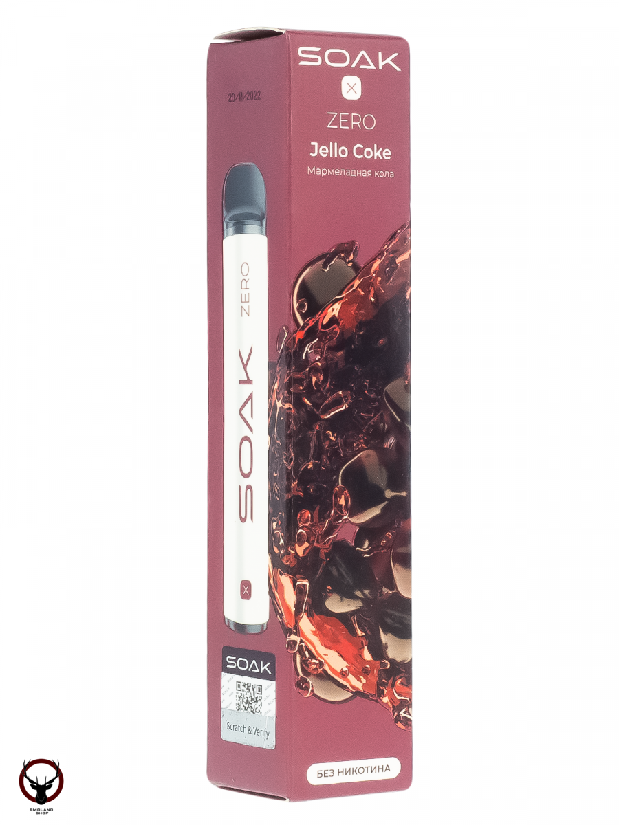 Электронная сигарета SOAK X ZERO Jello coke 1500 затяжек (без никотина)