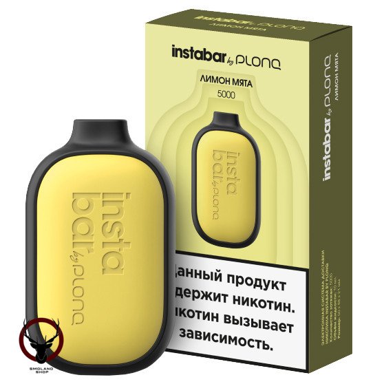 Электронная сигарета PLONQ INSTABAR Лимон мята (5000 затяжек) 20 мг