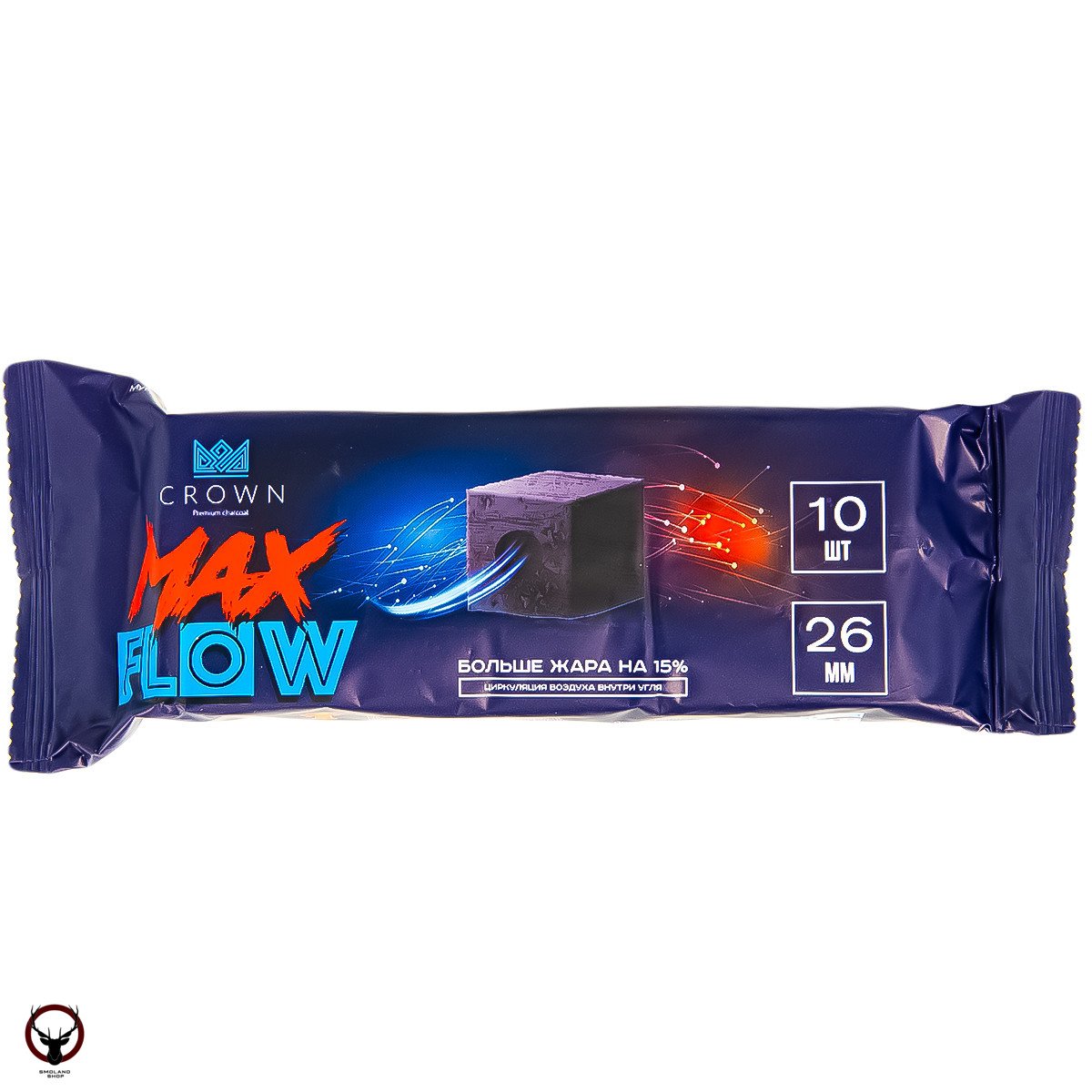 Уголь Crown Maxflow кокосовый 10 шт (26 мм)