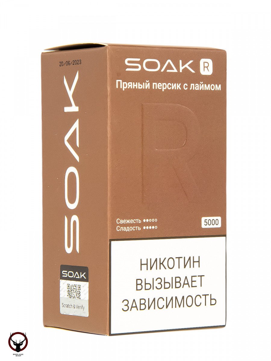 Электронная сигарета SOAK R Пряный персик с лаймом 5000 затяжек