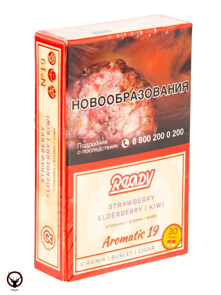 Табак для кальяна Ready 30гр №19 Strawberry, Elderberry, Kiwi МРК