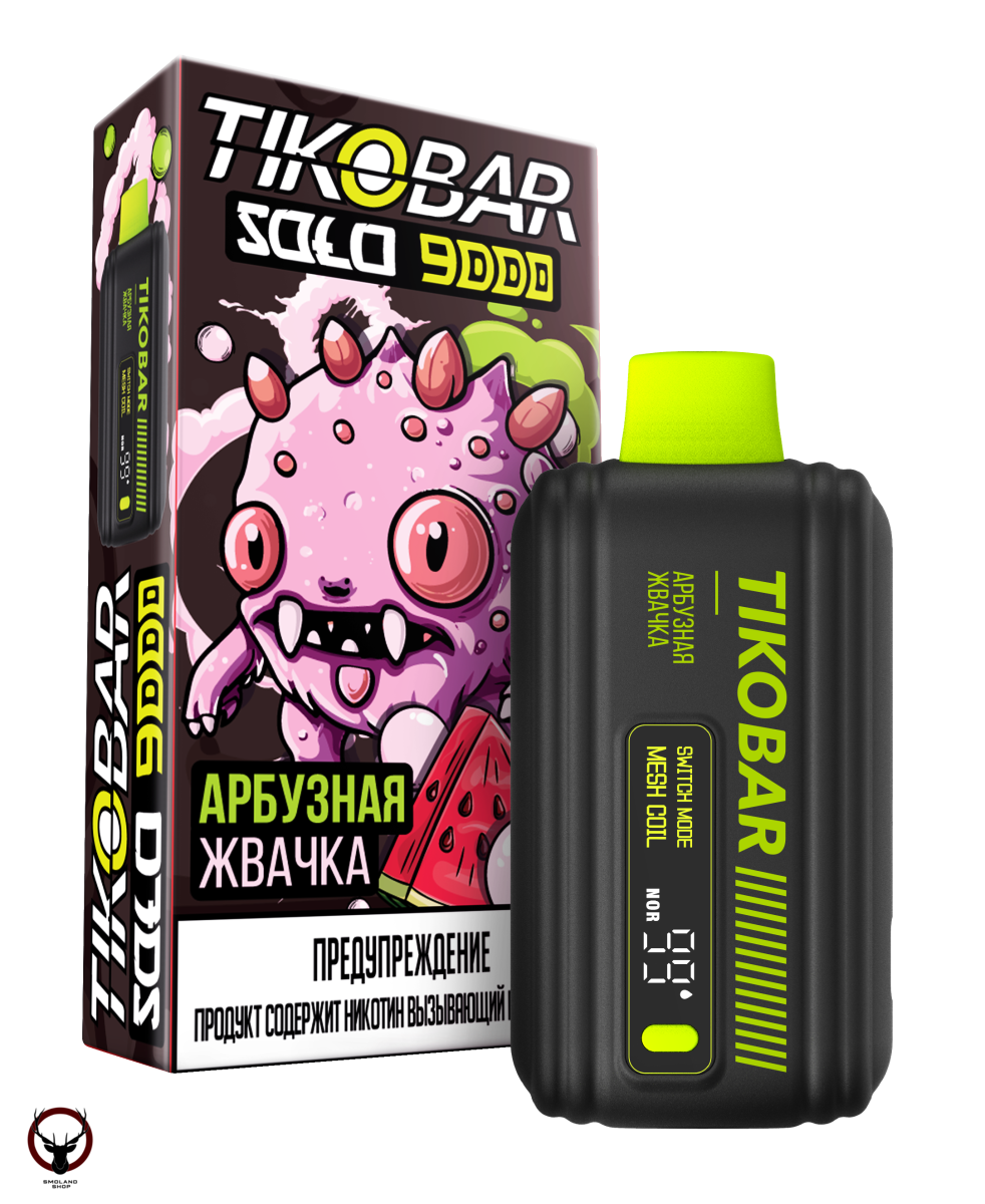 Электронная сигарета TIKOBAR SOLO Арбузная Жвачка 9000 затяжек