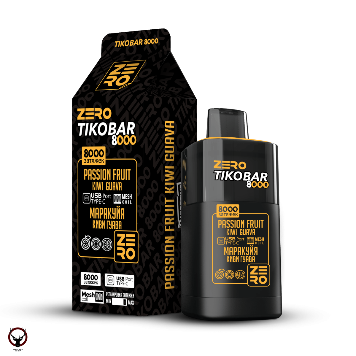 Электронная сигарета TIKOBAR ZERO Маракуйя Киви Гуава 8000 затяжек