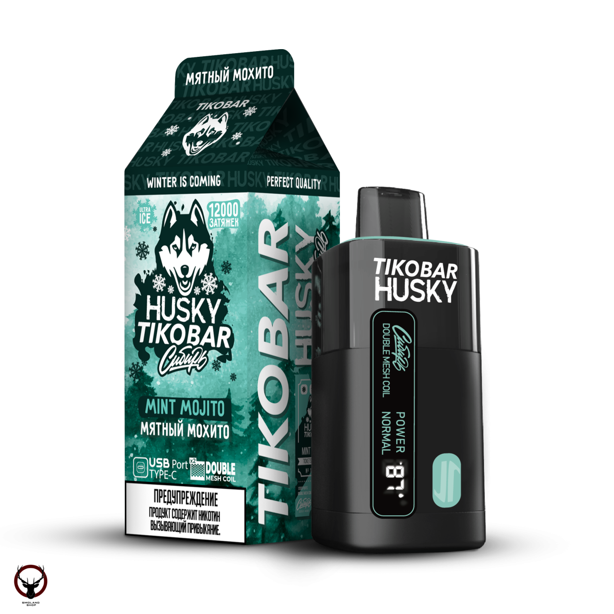 Электронная сигарета TIKOBAR HUSKY Сибирь Мятный мохито 12000 затяжек