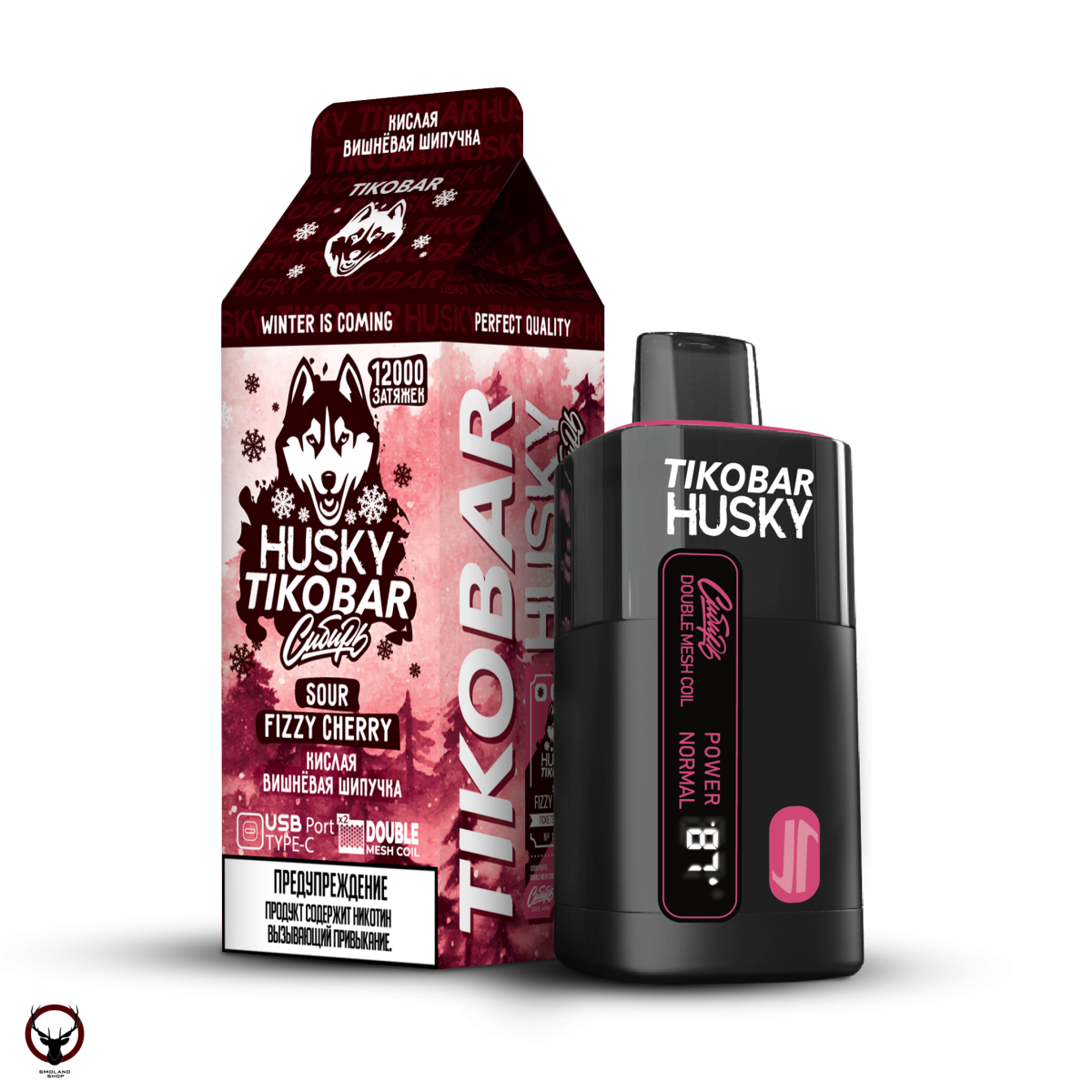 Электронная сигарета TIKOBAR HUSKY Сибирь Кислая вишневая шипучка 12000 затяжек