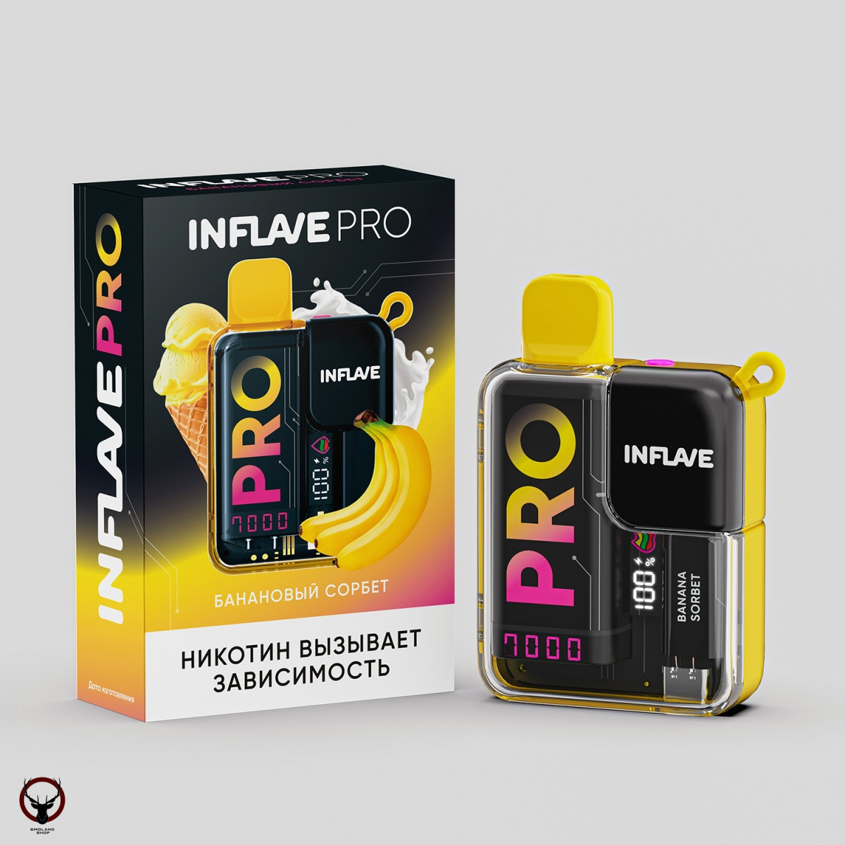 Электронная сигарета INFLAVE PRO Банановый сорбет (7000 затяжек)