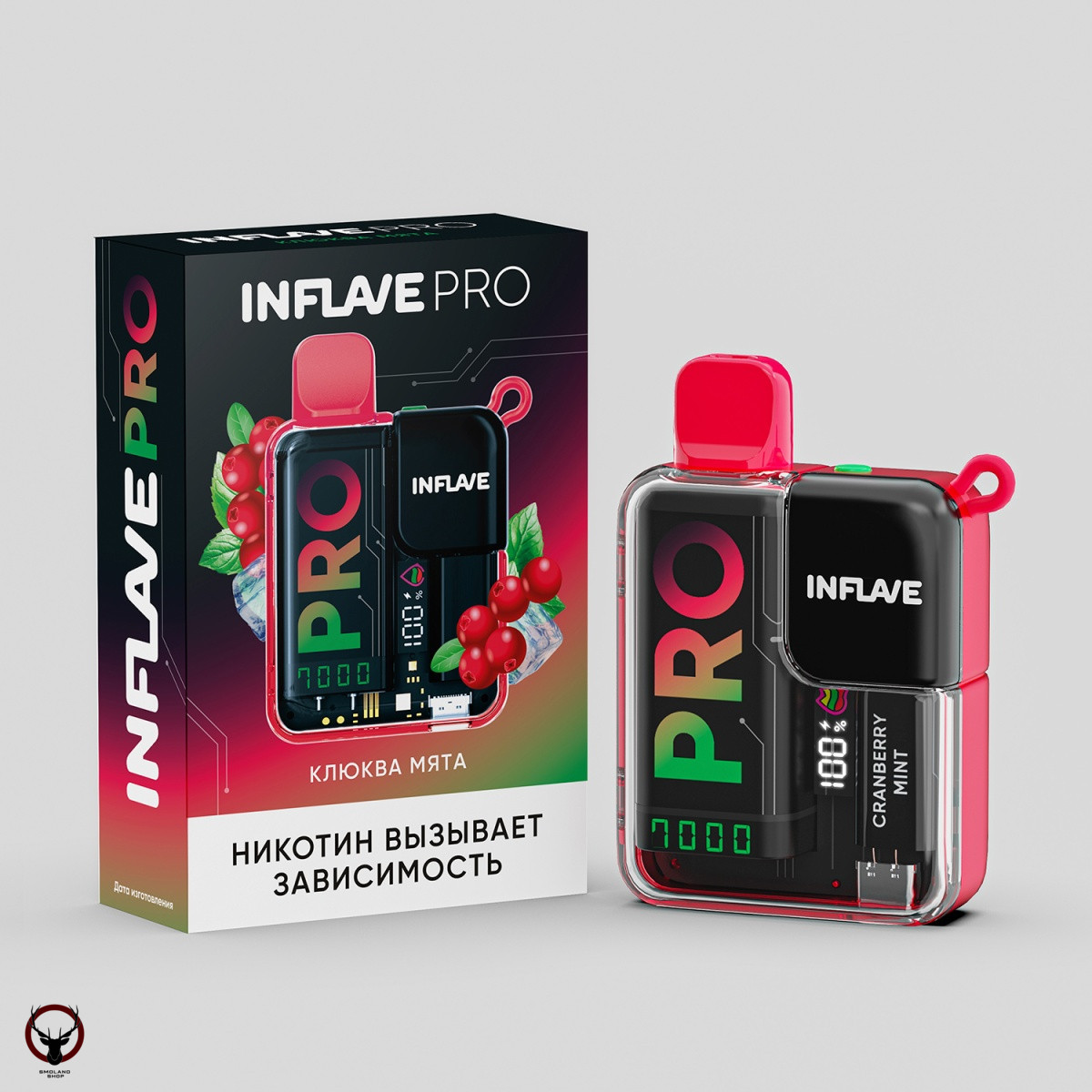 Электронная сигарета INFLAVE PRO Клюква мята (7000 затяжек)