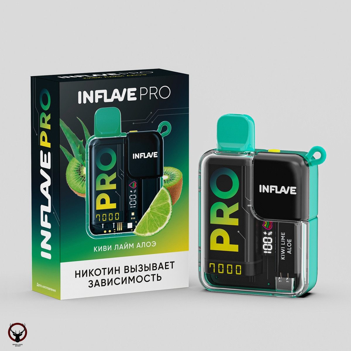 Электронная сигарета INFLAVE PRO Киви лайм алоэ (7000 затяжек)